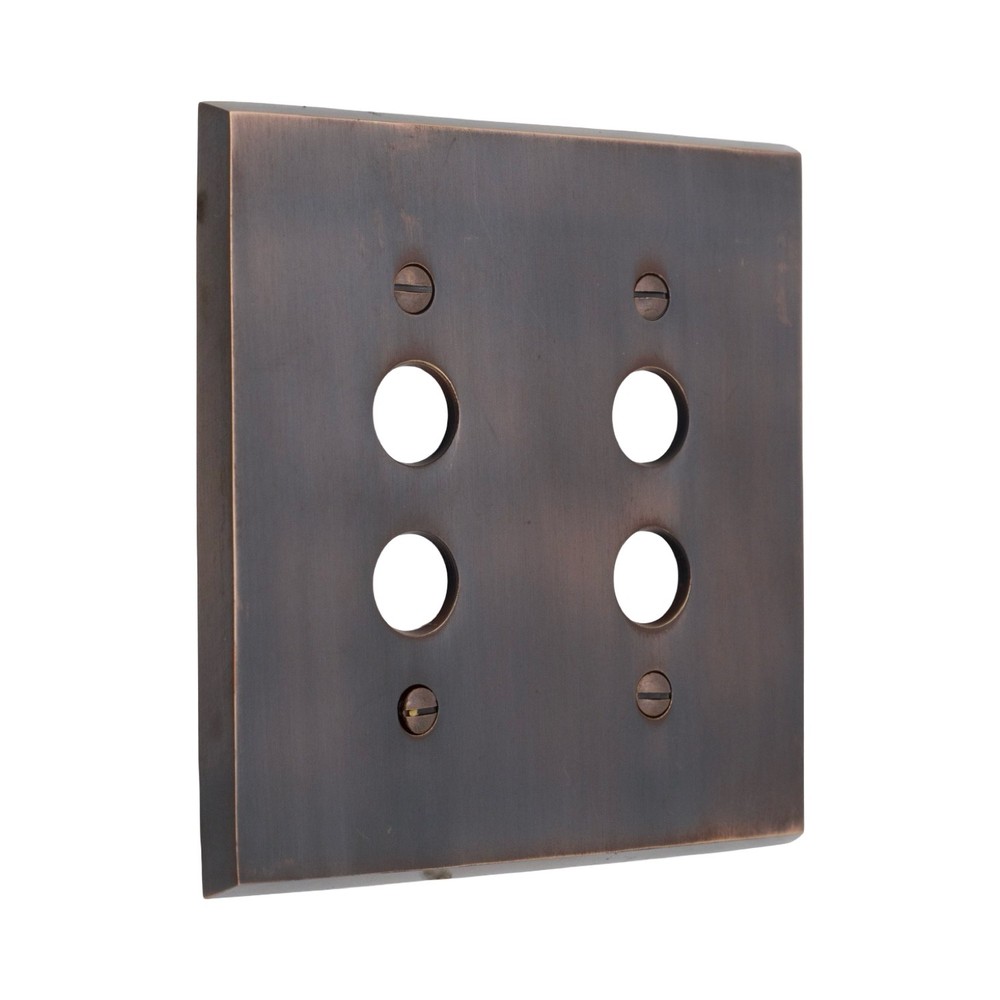 Bronze Two Gang Push Button Switch Plate Heavy Casting