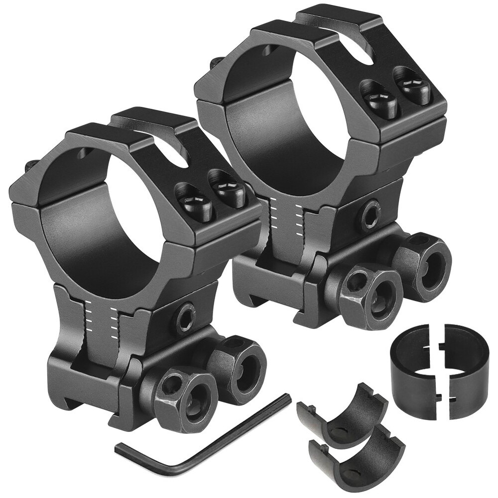 2Pcs 1"/30mm Adjustable Height Scope Ring Mount for 11mm Rail Dovetail Riser