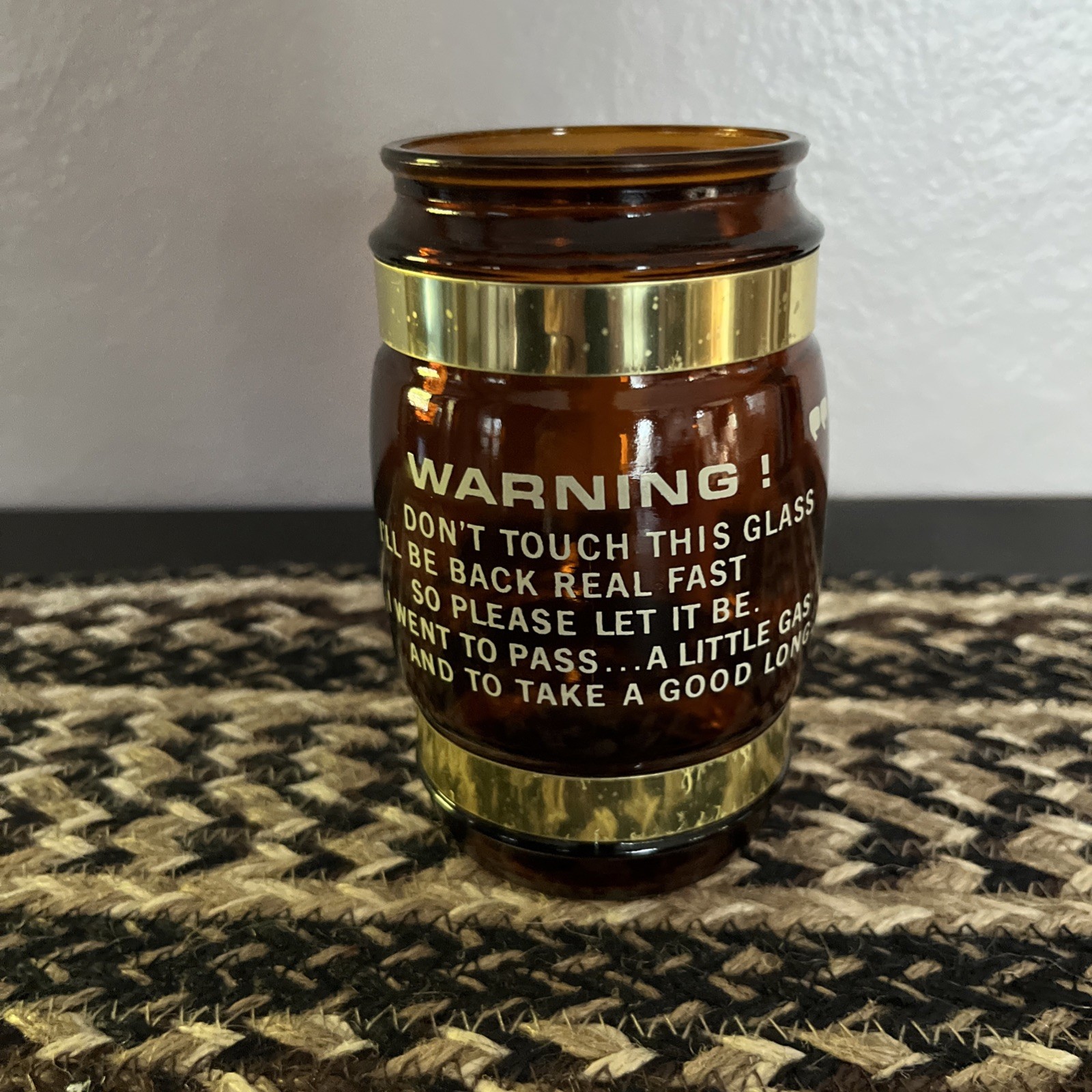 Vintage Amber Glass Novelty Mug Beer Siesta Ware PEE Stop Warning