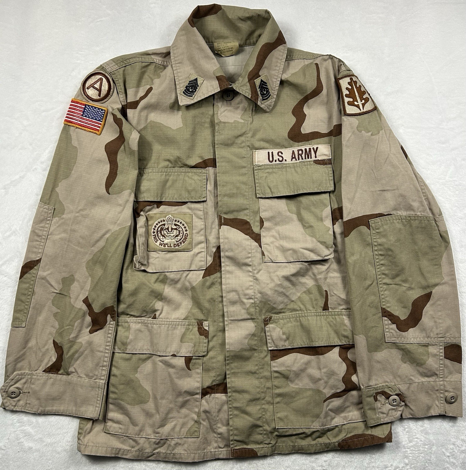 US Army Coat Desert Camouflage Pattern Combat Patches Small Regular Vintage 1999