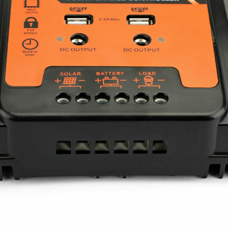 70A Solar Charger Controller 12/24V Dual USB Battery Panel Regulator