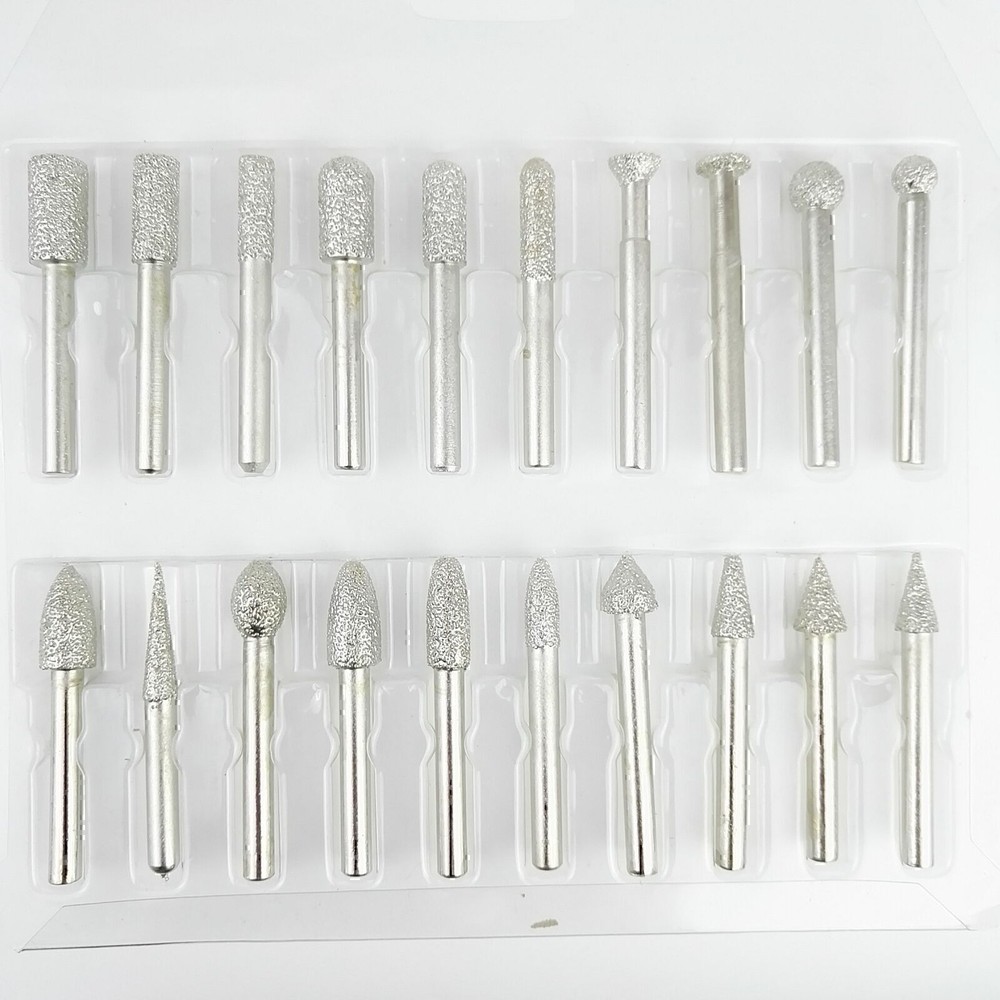 20pcs/set #46 Vacuum Brazed Diamond Mounted Points Grinding Engraving Bits Heads