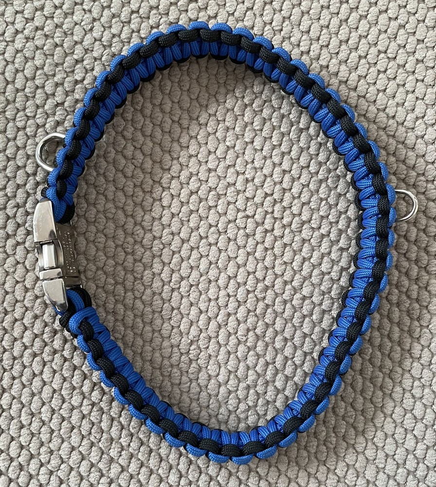 Thin Blue Line Paracord Dog Collar 19”