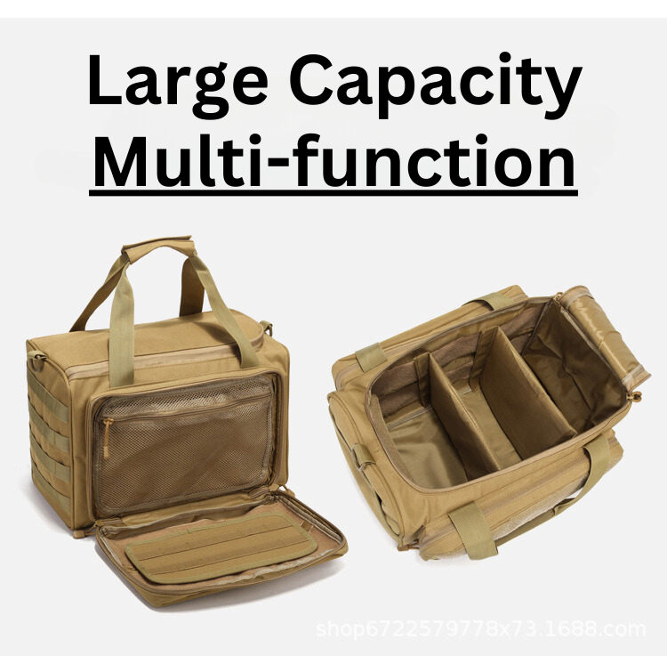 Tactical Gun Range Bag Deluxe Pistol Shooting Range Duffle Bags w/USA Flag Patch