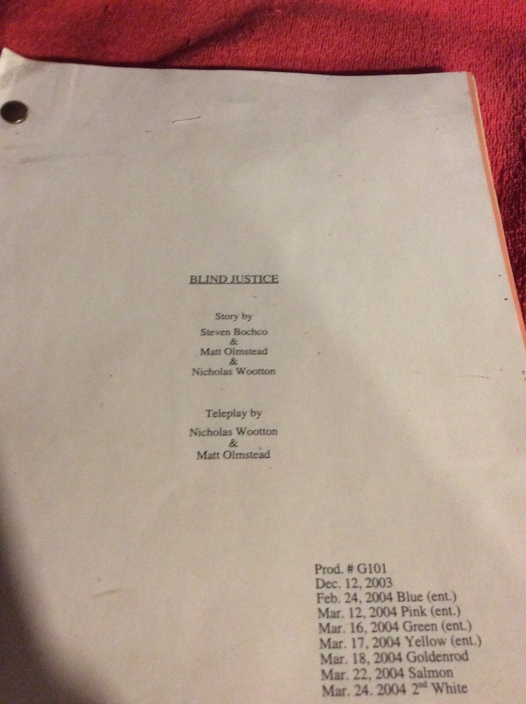 ORIGINAL SCRIPT BLIND JUSTICE RON ELDARD STEVEN BOCHCO MARISOL NICHOLS