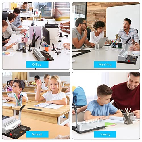 Binding Machine, 21-Hole, 450 Sheets, Comb Binding Machines with 1 Box Silver