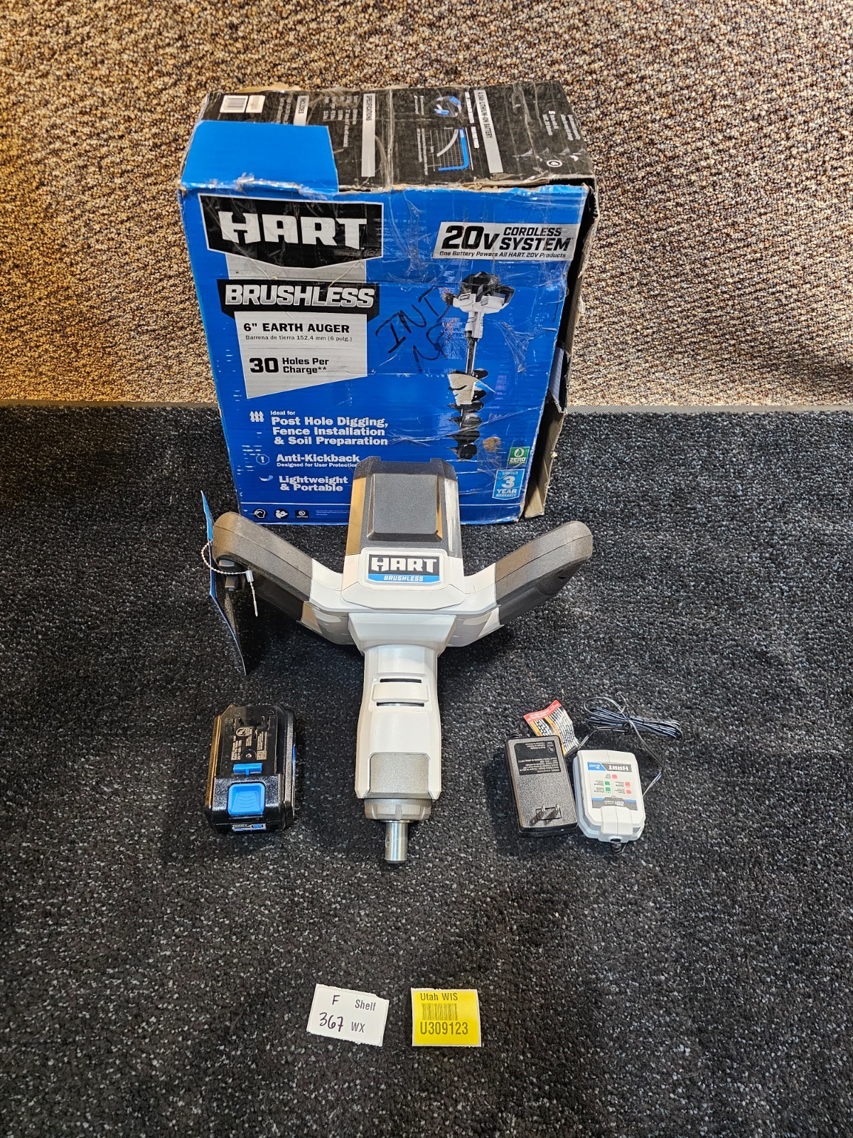 HART HGAUG011VNM Brushless 6" Earth Auger 20V System For Post Hole Digging