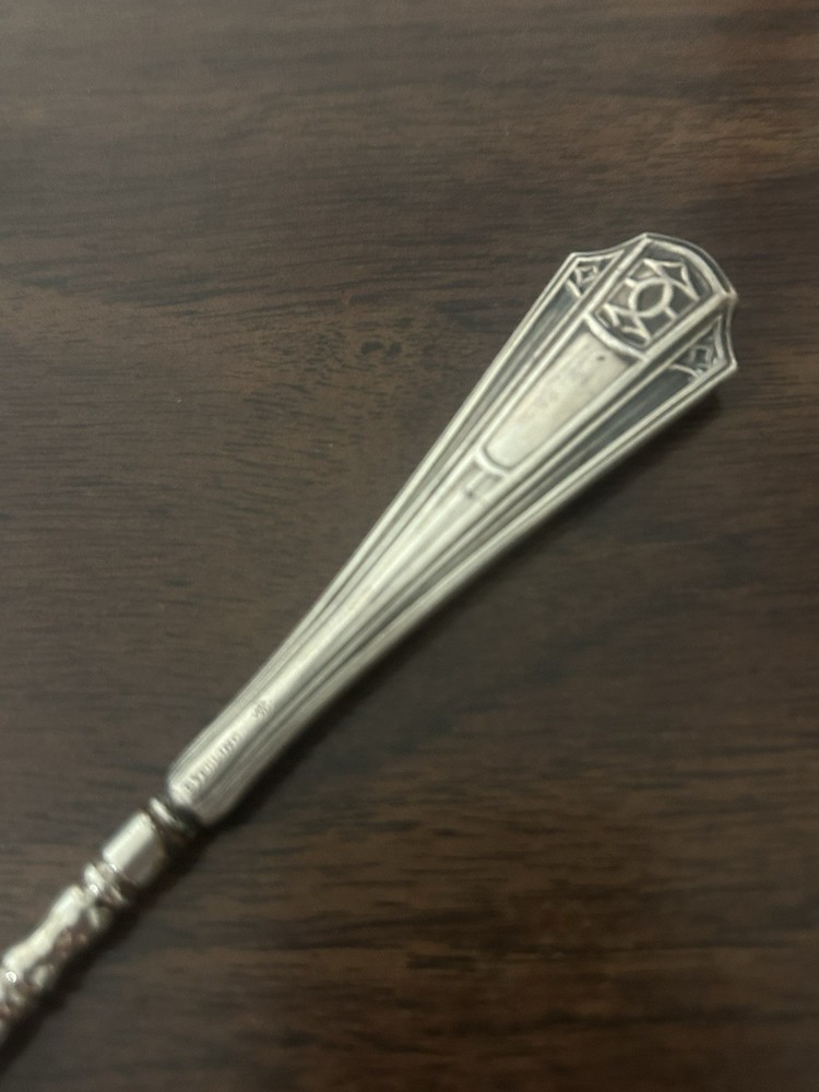 Antique Sterling Silver Geometric Handle 6.5 Inch Button Hook