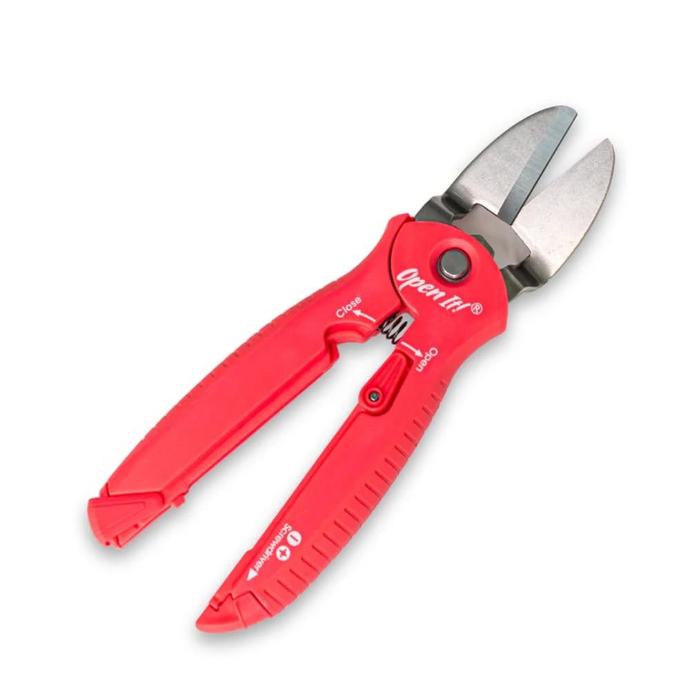 Open-It! All-In-One Multi Tool with Heavy-Duty Scissors, Box Cutter, Screwdriver