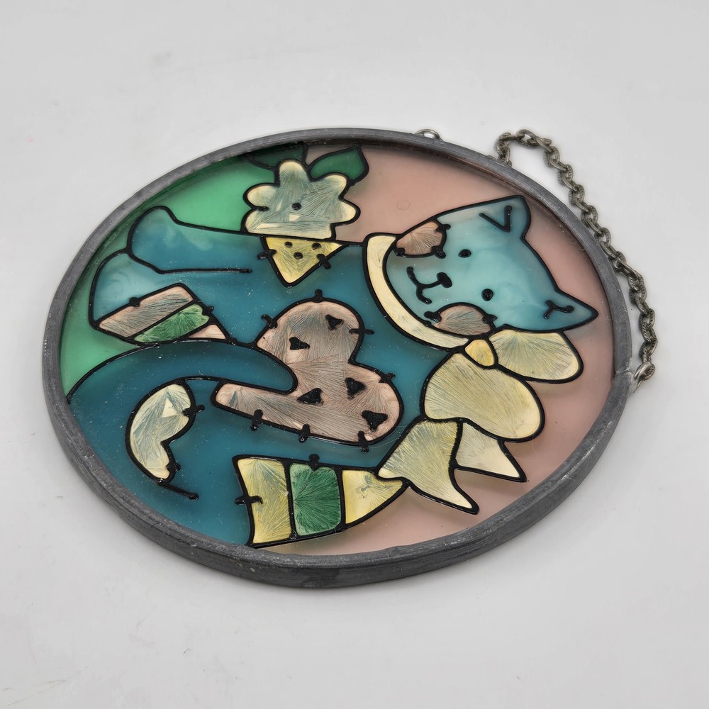 Kitty Cat Heart Round Sun Catcher Window Hanger