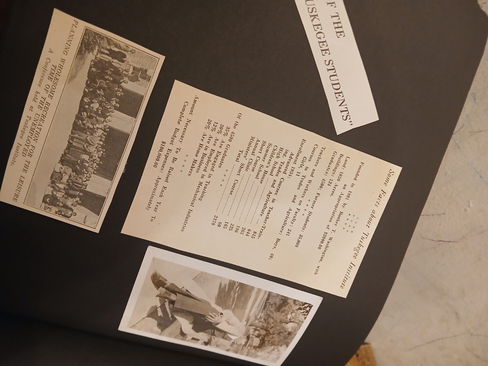 hbcu college* Rare Tuskegee Institute * SCRAPBOOK TUSKEGEE ALABAMA