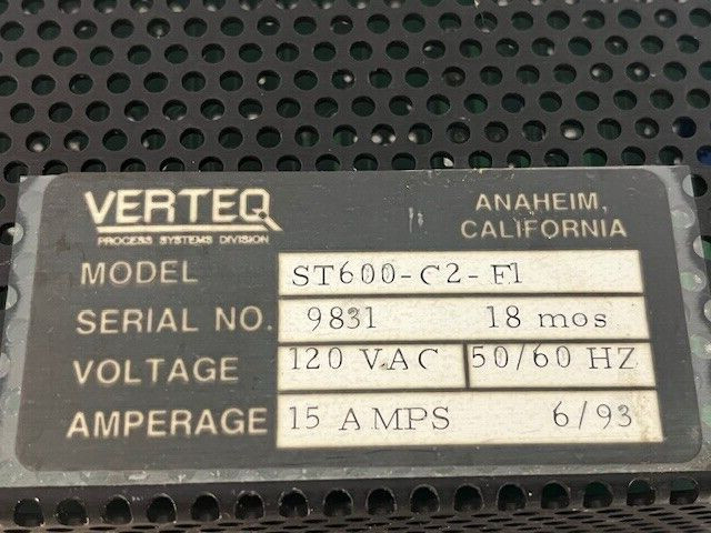 VERTEQ MEGASONIC ST600-C2-E1 CONTROL DISPLAY PANEL