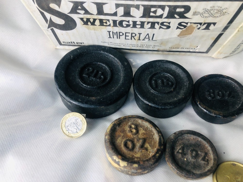 Metal Salter Kitchen Scale Weights Large Random Bundle Boxed Vintage ra
