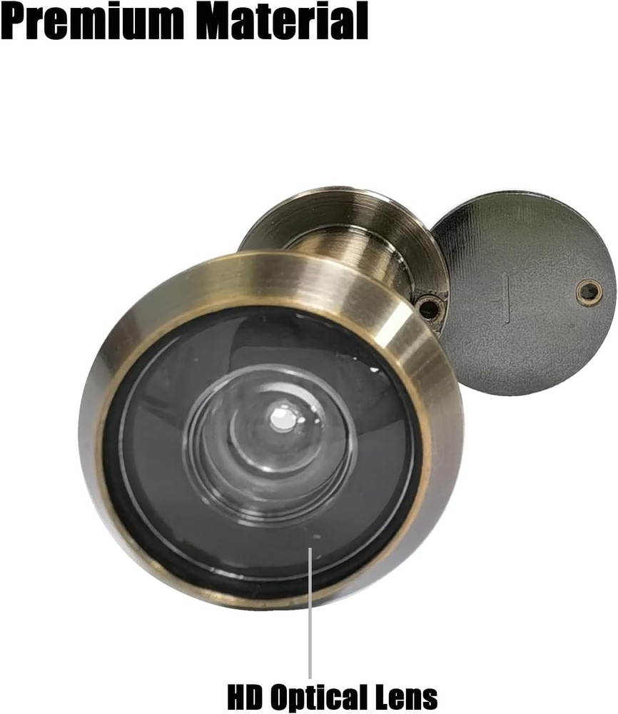 Door Viewer with 16mm Drill Bit, Solid Brass Peephole 200-degree View, Bronze