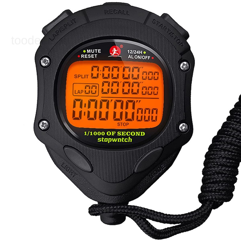 Digital Stopwatch Timer with Back 2.45x3.42x0.8, 100 Lap-backlight-black