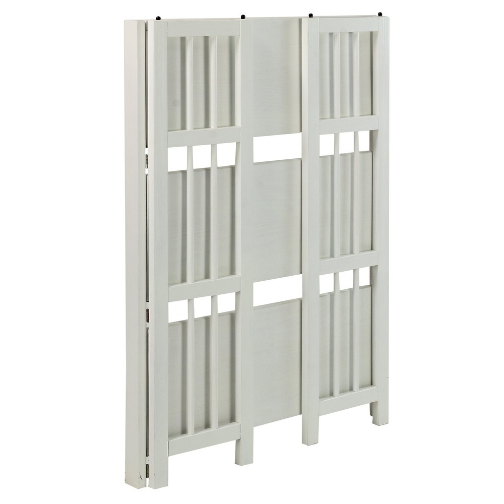 Casual Home 3-Shelf 27.5" Wide Folding Stackable Bookcase, White