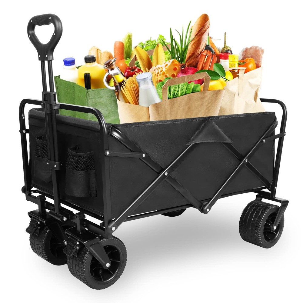 PACBEAR Folding Wagon Carts With Adjustable Handle/collapsible Beach Wagon...