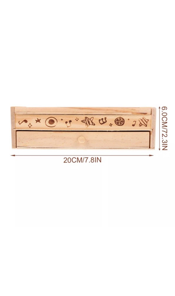 It Pencil Case for Girls Wooden Box Practical Multi-functional