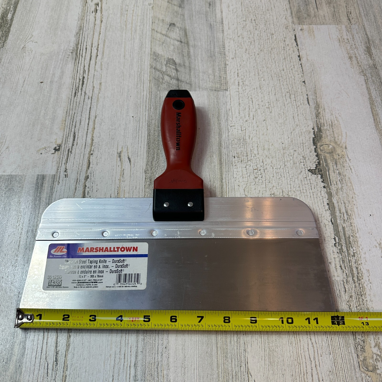 MARSHALLTOWN USA 12" x 3" STAINLESS STEEL TAPING KNIFE DURASOFT HANDLE 3512SD