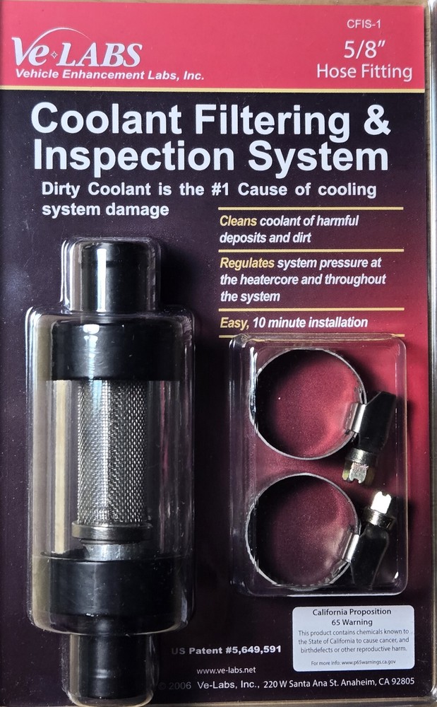 Inline Heater Core Coolant Filter & Inspection System 3/4" VE-Labs CIFS-2 CFIS-2