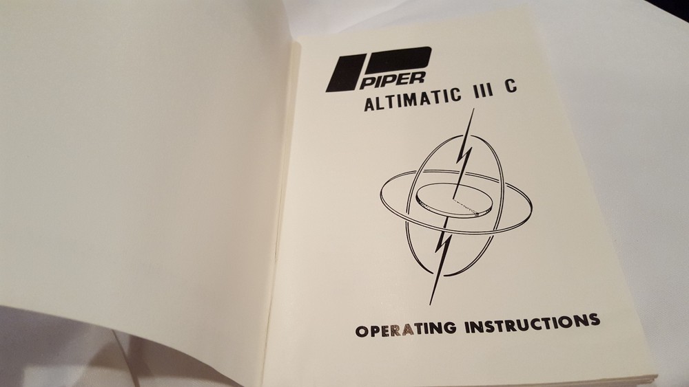 Operating Manuel for Piper Altimatic III C Instructions Printed 1975