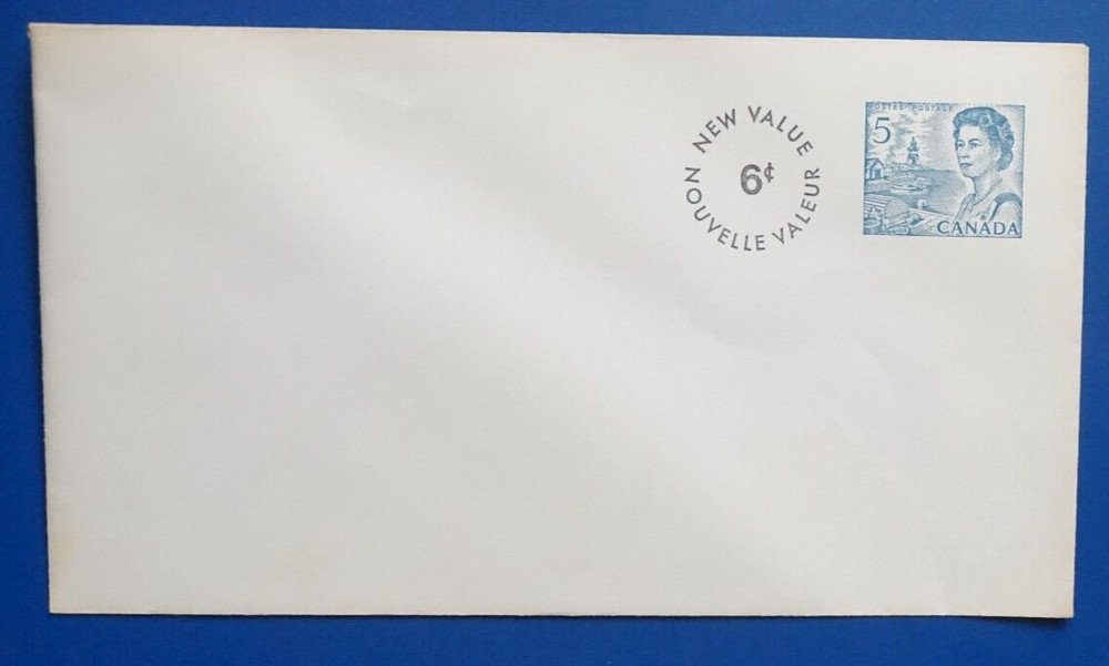 Canada Prepaid envelope - Queen Elizabeth, Revalued 6c