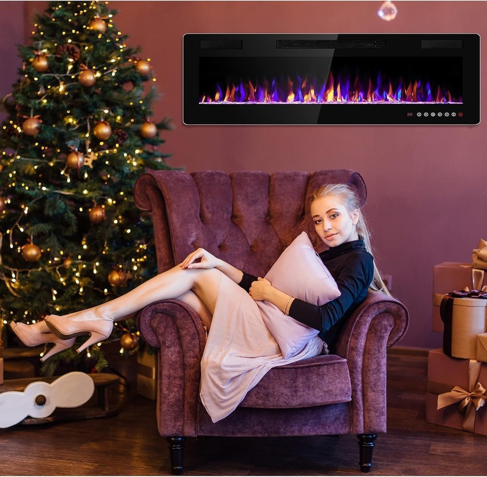 30 Inch Electric Fireplace Insert Ultra-Thin - Recessed & Wall-Mounted Firepl...