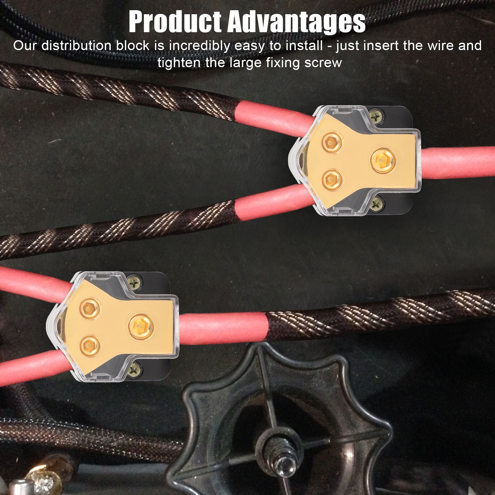 2Pcs Car Audio Splitter Amp Distribution Power 0/2/4 Gauge In 4/ 6/ 8 Gauge Out