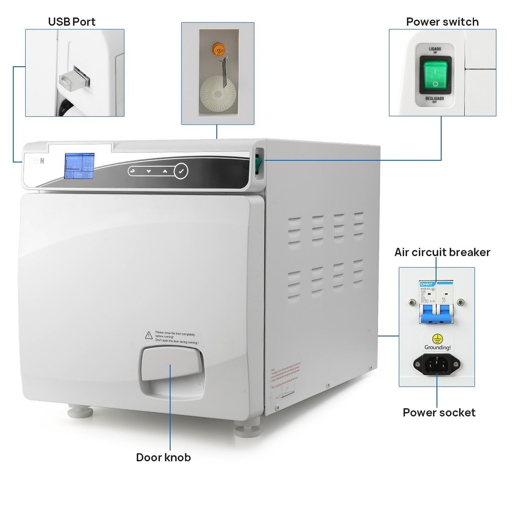 Dental 22L Class N Autoclave Vacuum Steam Sterilizer with Drying Function