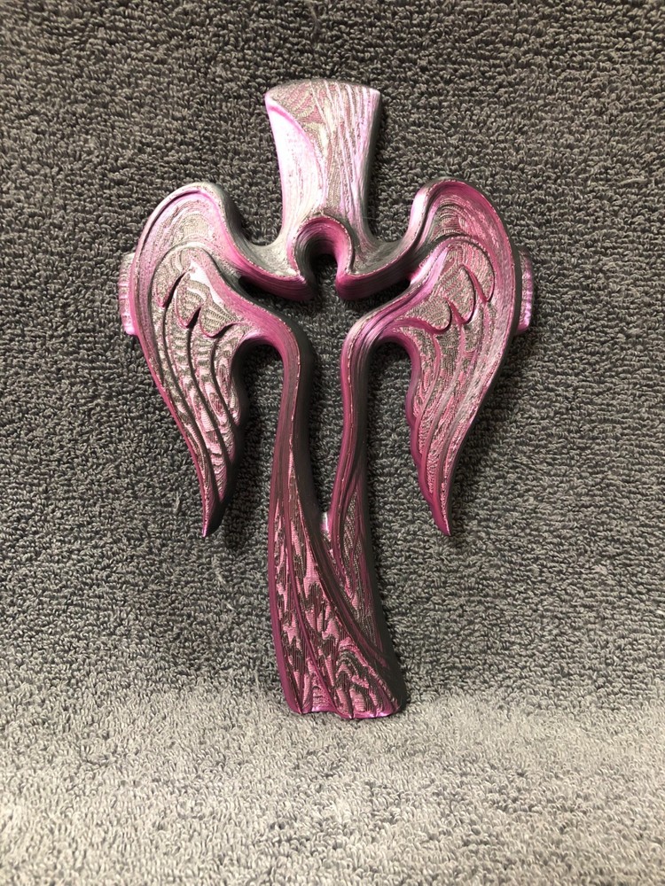 3d Printed Religious Cross Silk Black Red  (mounting hardware included)