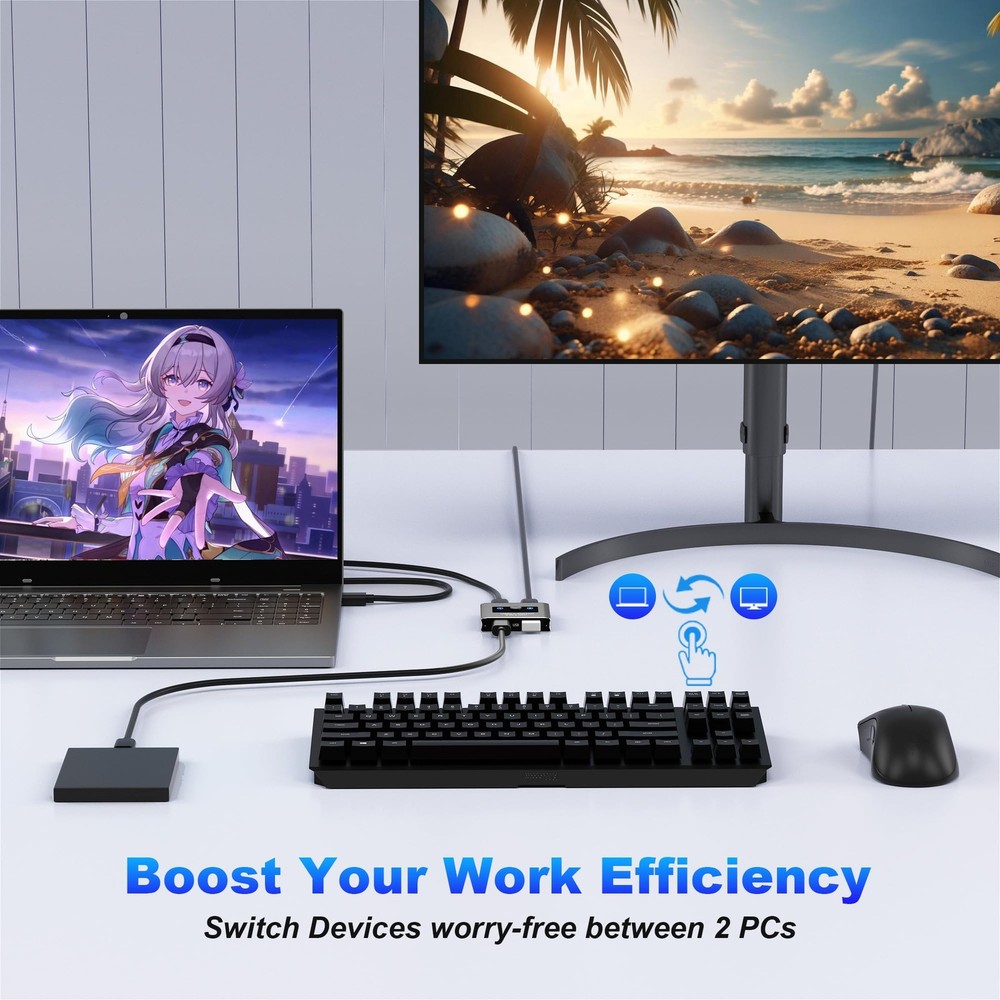 USB 3.0 Switcher 2 In 2 Out 2 Computers Sharing 2 Devices Printer Keyboard Mac