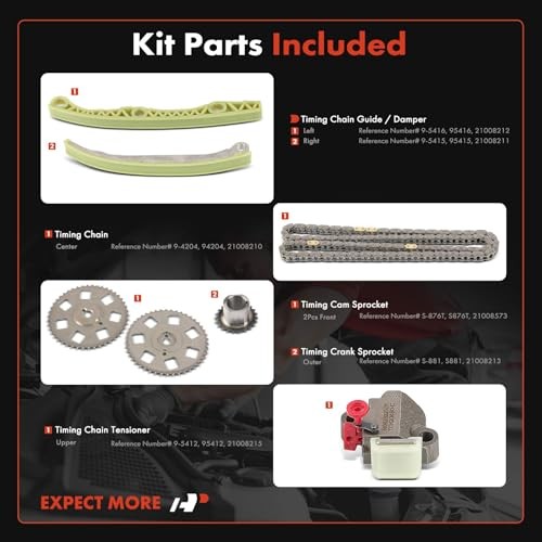 7PCS Engine Timing Chain Kit W/Sprocket & Tensioner & Guide Compatible with