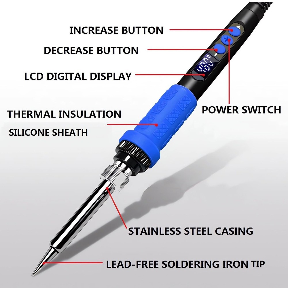 Soldering Iron Kit, LCD digital display, inner-heat, Adjustable Temperature S...