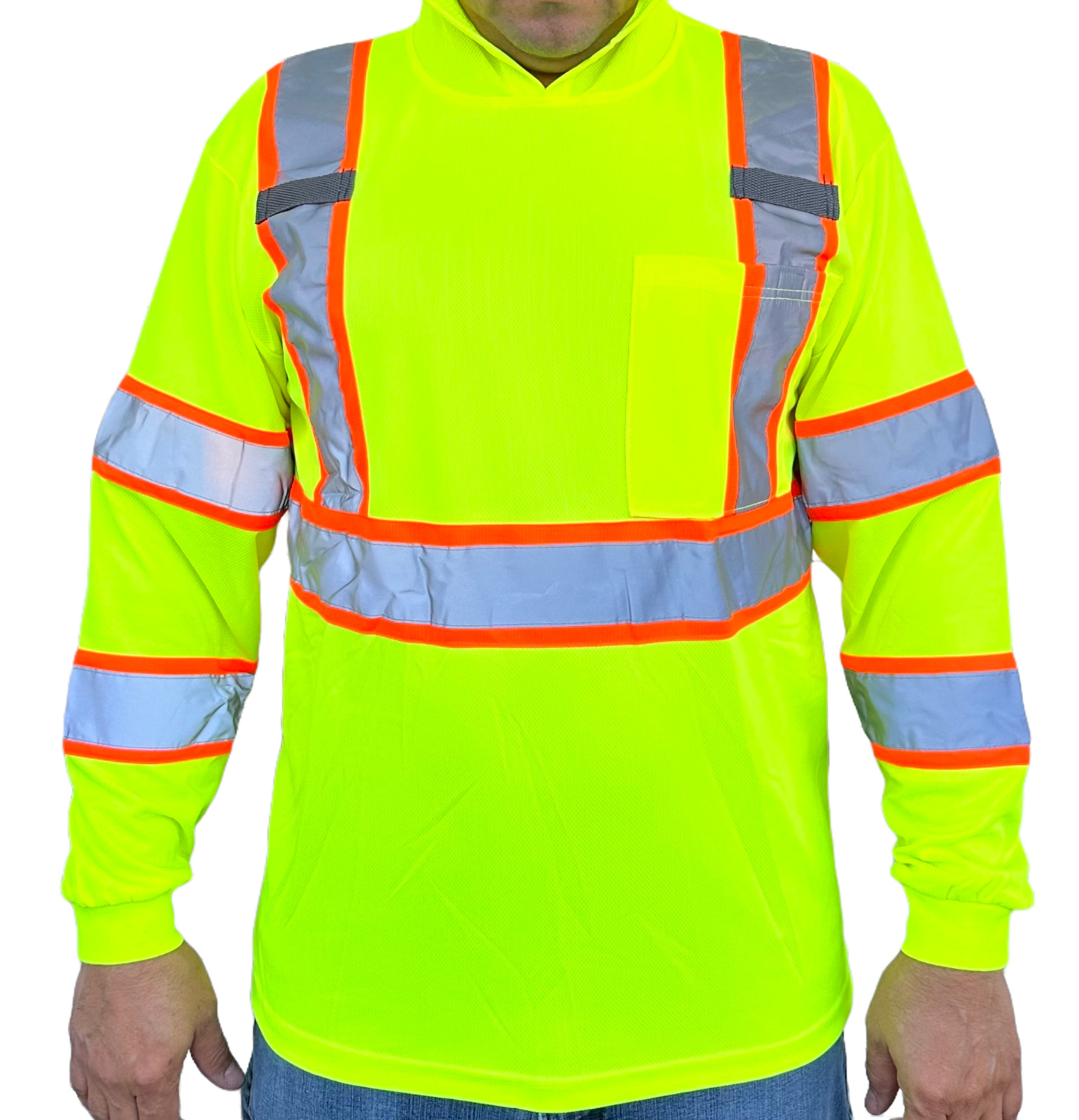 Hoodie Yellow  High Visibility Safety Shirt  With Reflective Stripes