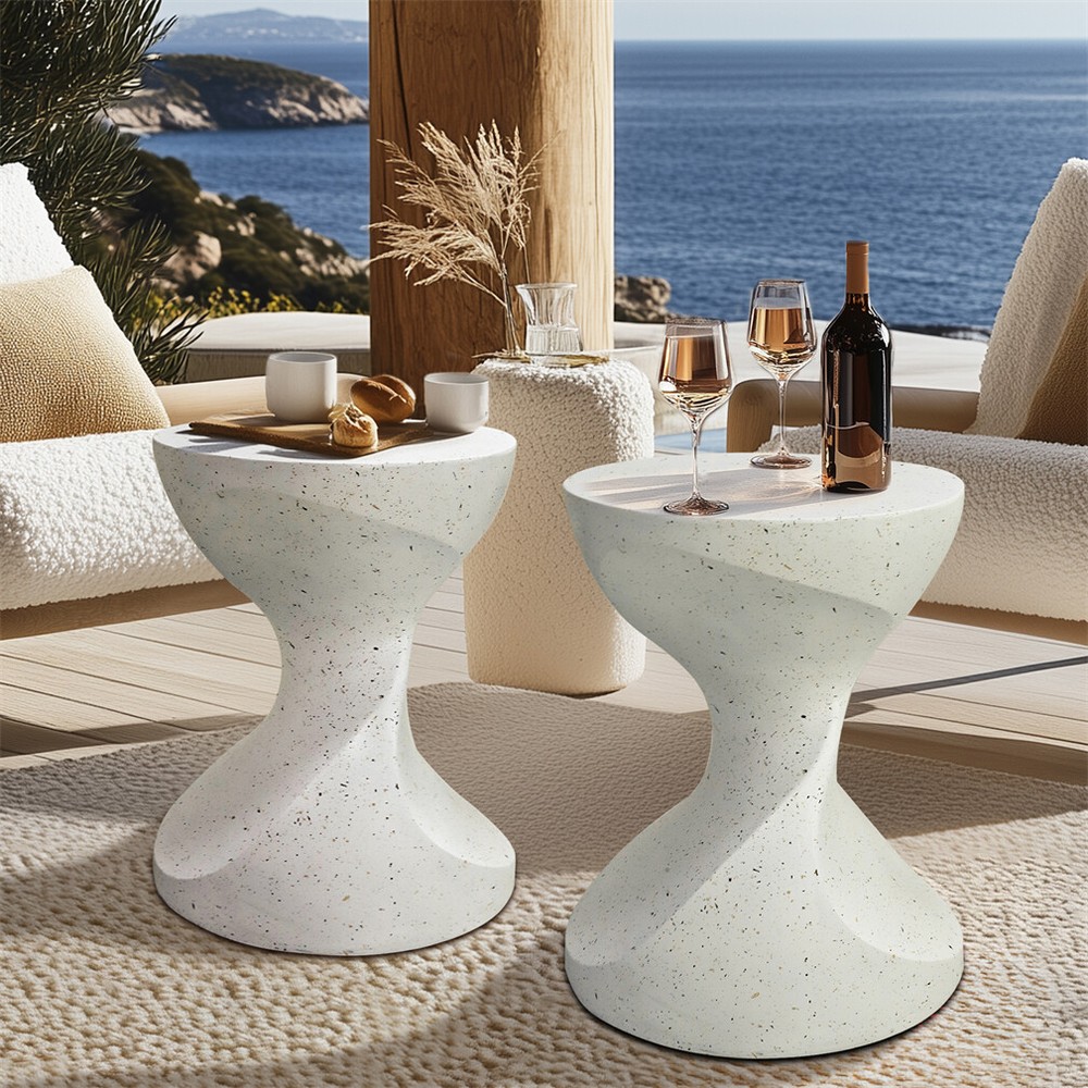 Twisted Concrete  Stool Table Outdoor Indoor Aceent Coffee Table End Side Table