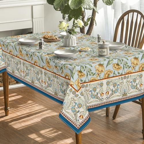Rustic Rectangular Tablecloth 52x70 Inch, Bird 52" x 70" (Rectangular) Green