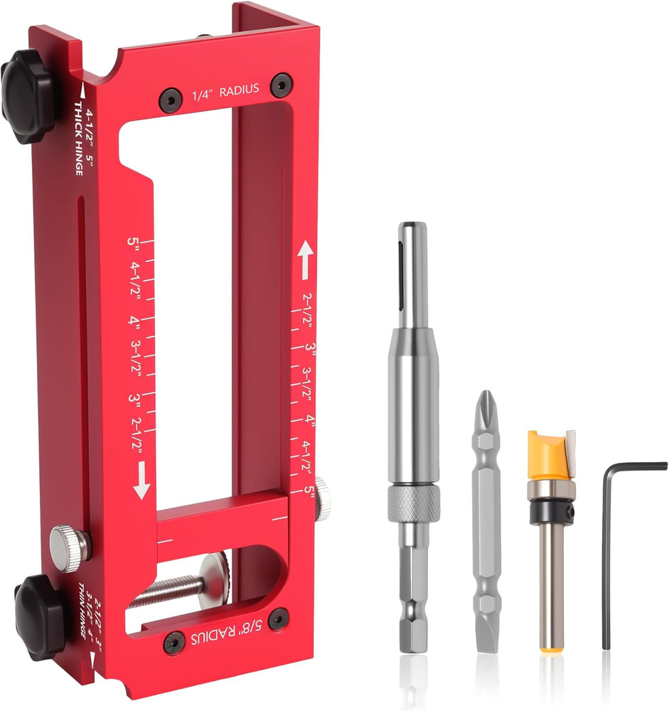 Door Hinge Jig - Door Hinge Cut Out Tool for Door & Cabinet Hinges, Adjustabl...