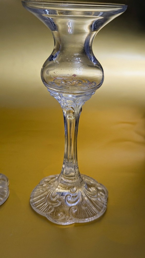 Vintage Patterned Glass Candle Holders