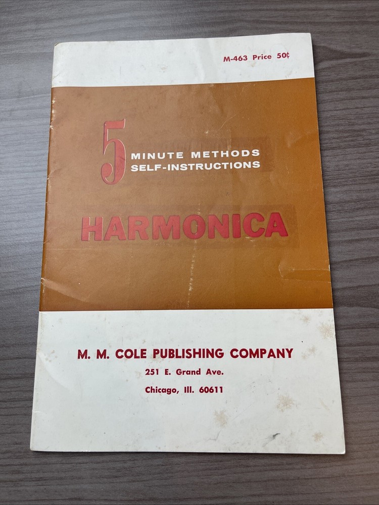 ORIGINAL 1963 "5 MINUTE METHODS SELF-INSTRUCTIONS HARMONICA" BOOKLET