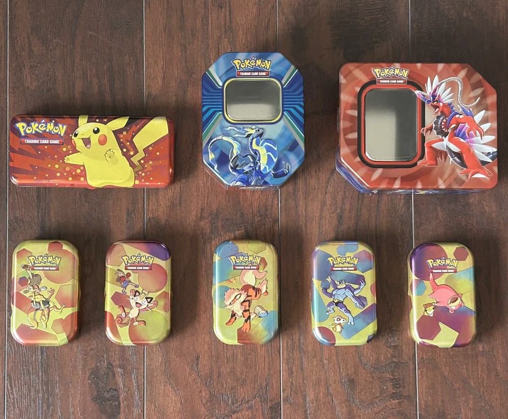 8 Different Empty Pokemon Tins - No Cards