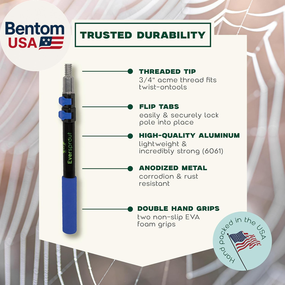 5-To-12Ft Telescoping Durable Duster with Extension Pole – Lightweight 3 Stage C