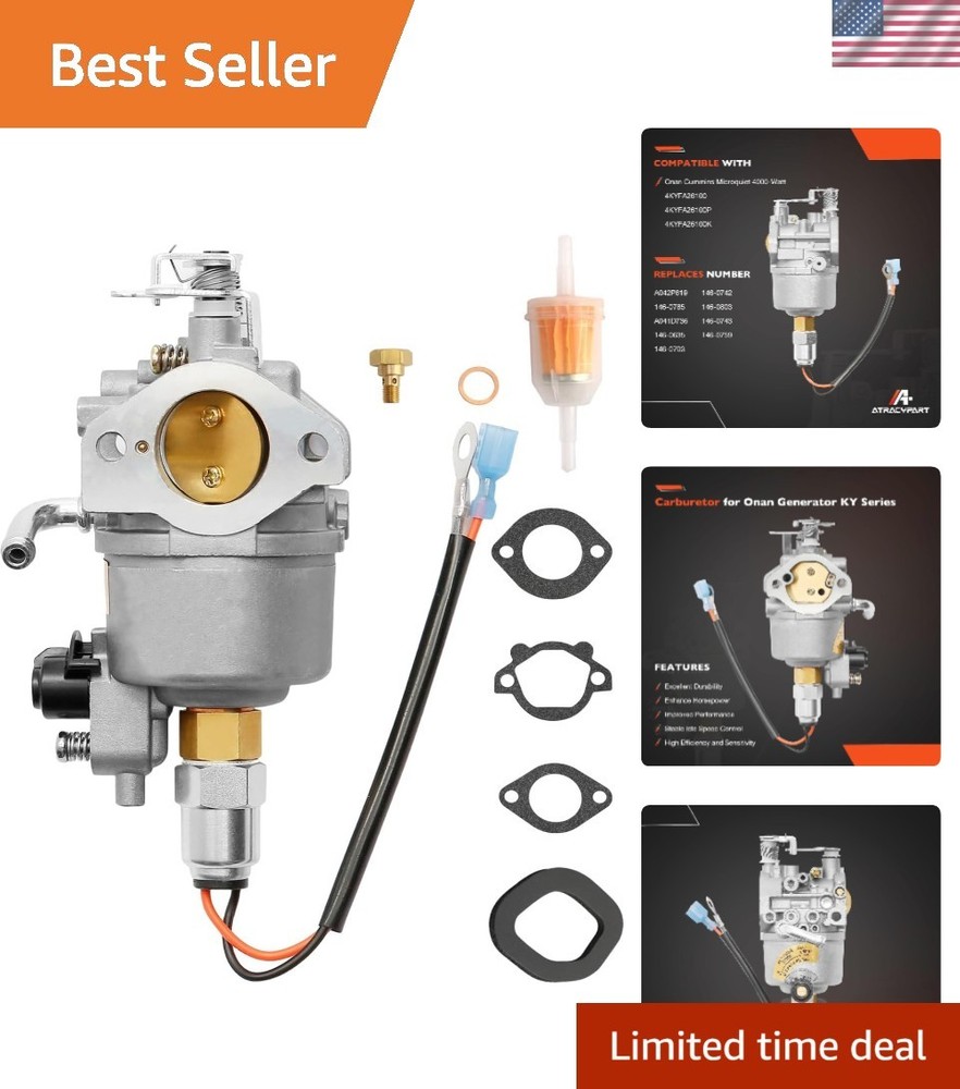High-Performance Carburetor for Onan Microquiet 4000-Watt Generators & Gaskets