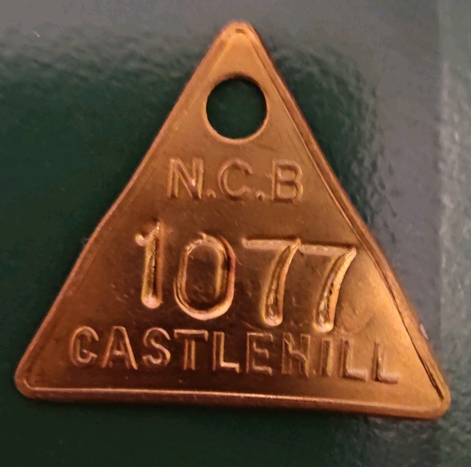 Castlehill Colliery Pit Check Tally Token marked NCB Castlehill 1077