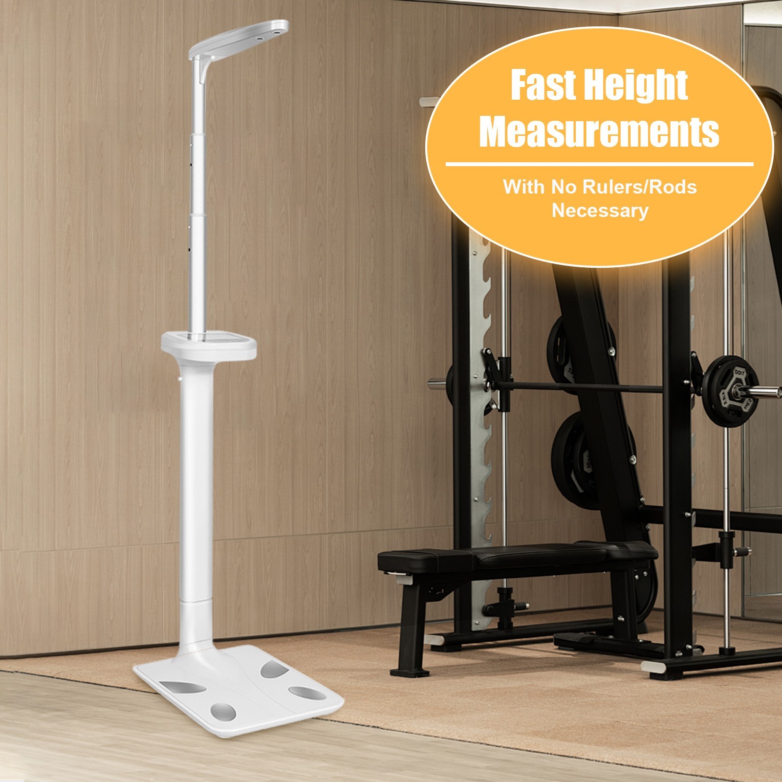 440 lb Ultrasonic Height and Weight Scale w/ LCD BMI Digital Physician Scale NEW