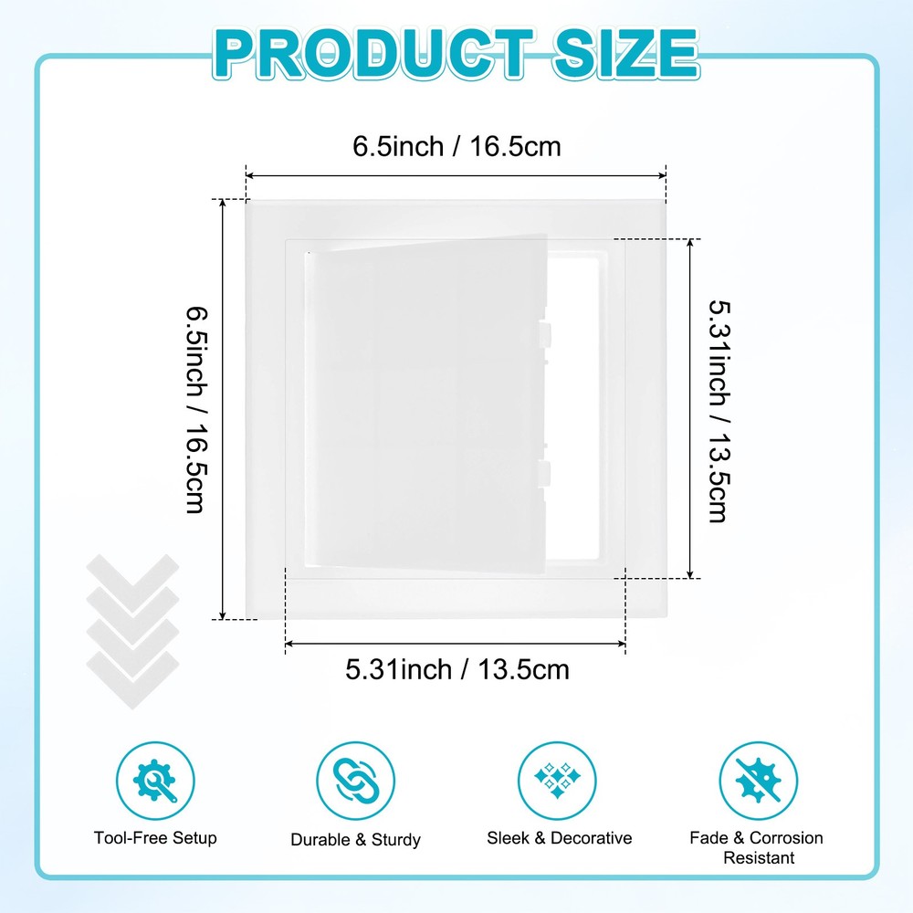 1-Pack Access Panel for Drywall, 5.3x5.3" Plastic Self Adhesive Cover [White]
