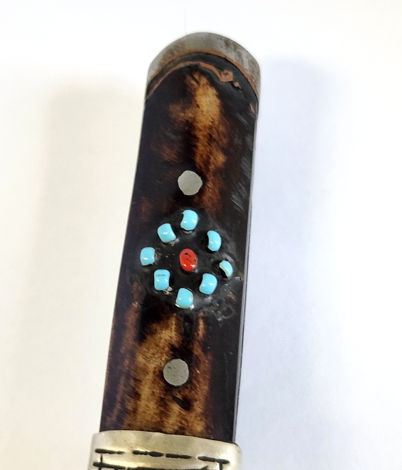 Antique Tibetan Himalayan Turquoise Knife & Sheath Tribal Nomad 6.5" Sheathed