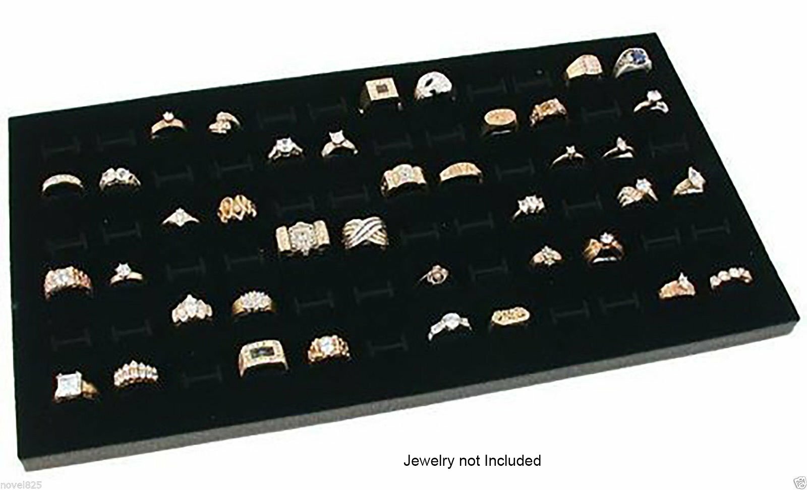 Glass Top Lid 72 Ring Black Showcase Jewelry Display Storage Organizer Box Case