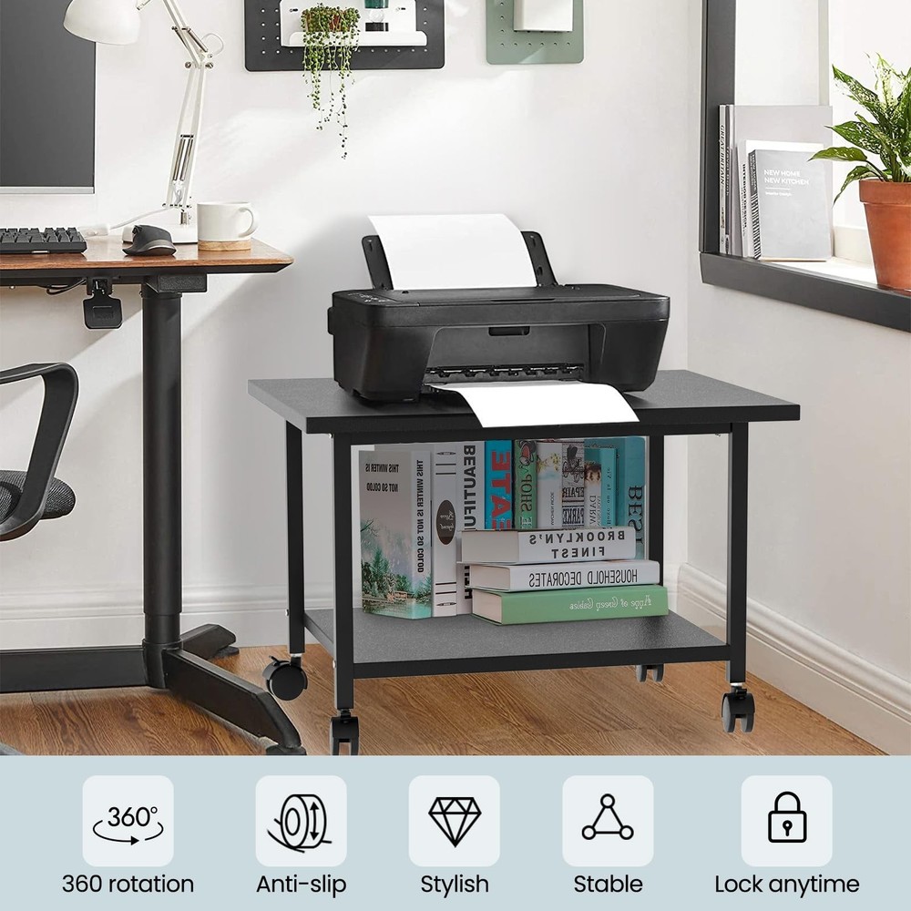 SwaaVee Printer Stand with Storage Under Desk Shelf, Desktop Printer Stand Or...