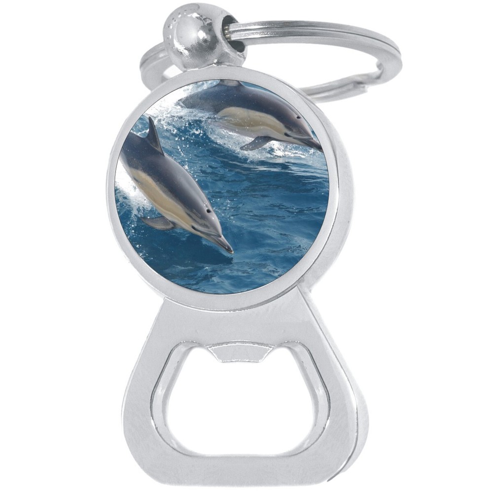 Dolphins Bottle Opener Keychain - Metal Beer Bar Tool Key Ring