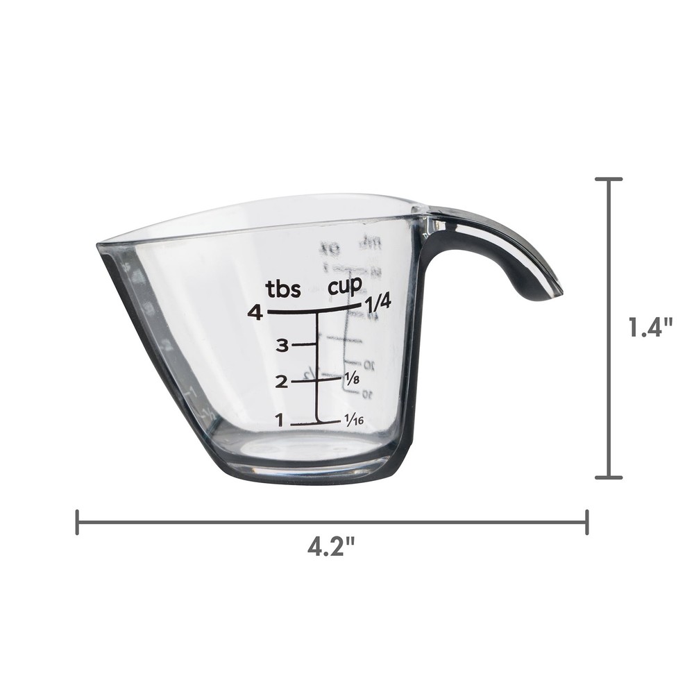 (4 pack 1/4C Plastic Mini Measuring Cup Black/Transparent